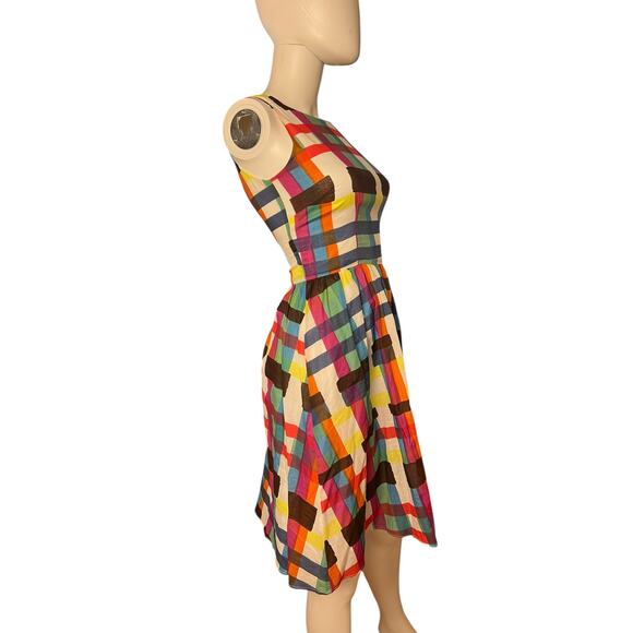 Ruby Belle Checkered Rainbow Plaid A-Line Sleeveless Dress Size US 2 - Picture 3 of 5